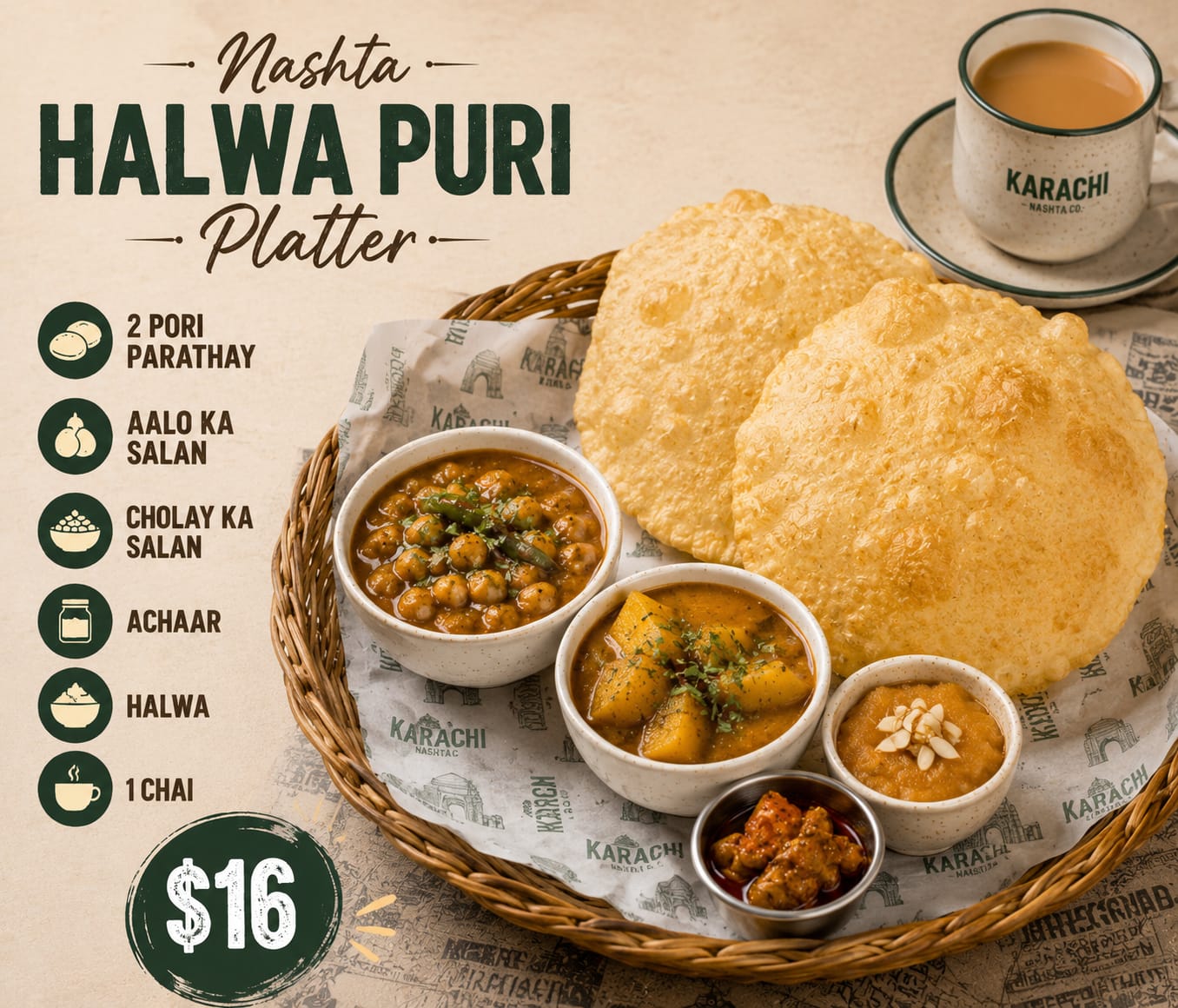 Halwa Puri Platter